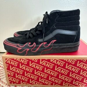 Vans SK-8 HI Black and Red Flame High-Top Sneakers